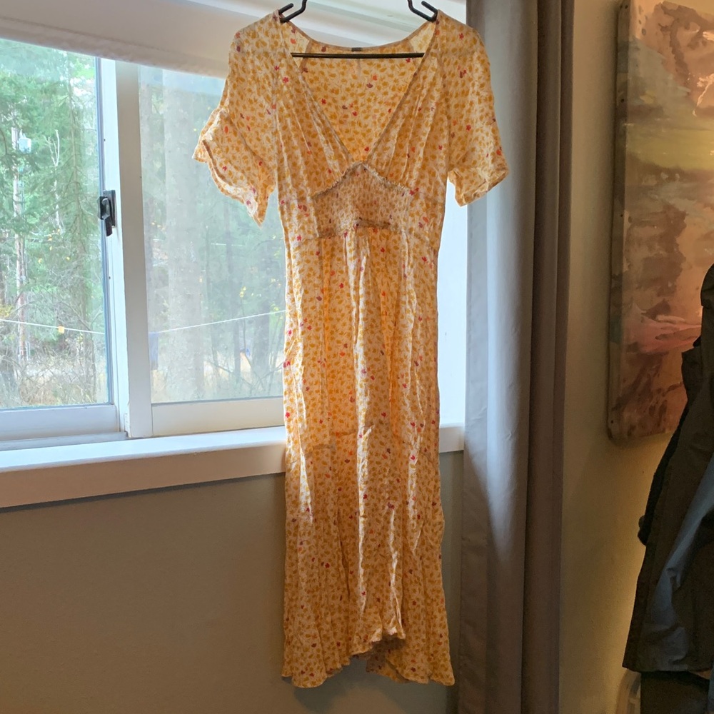 Free People Floral Yellow Dress
